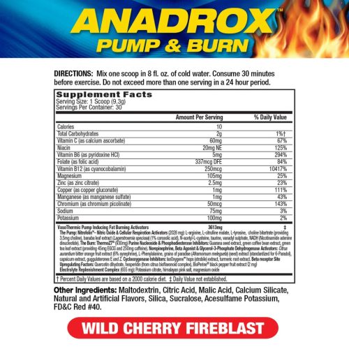 MHP Anadrox 2-in-1 Pre-Workout - Edzés Előtti Energizáló és Zsírégető (279 g, Vad Cseresznye)