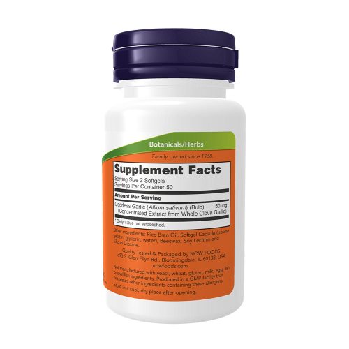 Now Foods Odorless Garlic - Fokhagyma kivonat (100 Lágykapszula)