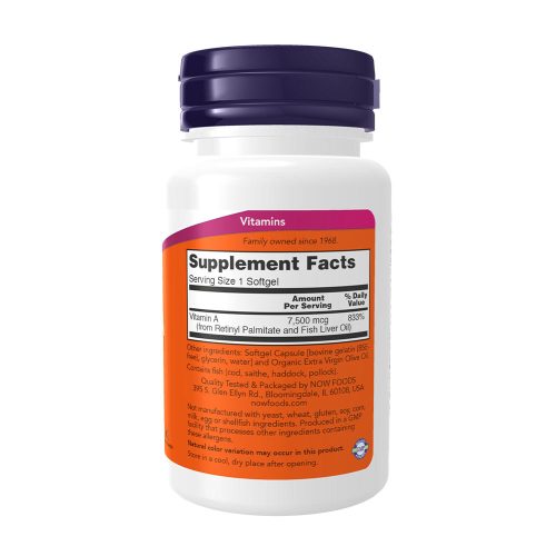 Now Foods A-Vitamin 25,000 NE  (100 Lágykapszula)