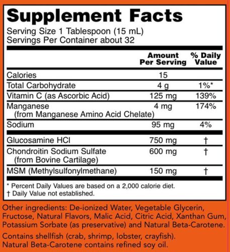 Now Foods Glükózamin, Kondroitin és MSM Ízületvédő Folyadék (473 ml)