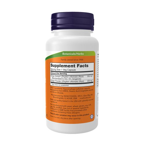 Now Foods Gyömbér Gyökér Kivonat 250 mg - Ginger Root Extract 250 mg (90 Kapszula)
