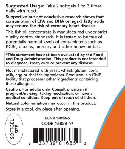 Now Foods Omega-3 Természetes Halolaj Koncentrátum (180 Lágykapszula)