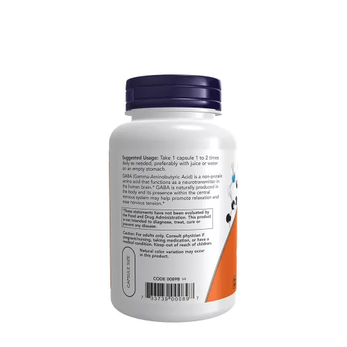 Now Foods GABA 750 mg - Gamma-amino-vajsav (100 Veg Kapszula)