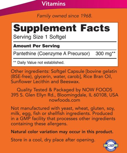 Now Foods Pantethine 300 mg  (60 Lágykapszula)