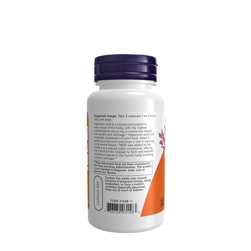 Now Foods Hialuronsav és MSM kapszula - Hyaluronic Acid with MSM (60 Veg Kapszula)