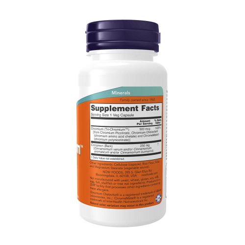 Now Foods Tri-Chromium™ with Cinnamon – Króm 500 mcg  Fahéj kivonattal (90 Veg Kapszula)