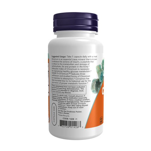 Now Foods Tri-Chromium™ with Cinnamon – Króm 500 mcg  Fahéj kivonattal (90 Veg Kapszula)