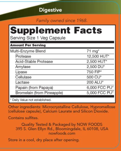 Now Foods Vegán Növényi Enzimek (120 Veg Kapszula)