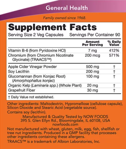 Now Foods Cider Vinegar - Almaborecet (180 Kapszula)