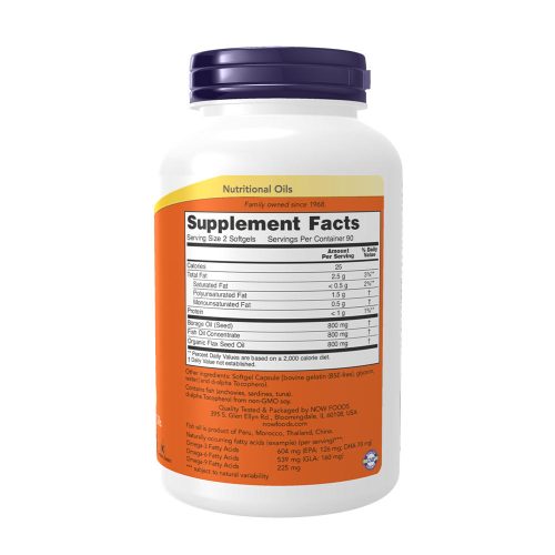 Now Foods Super Omega 3-6-9 1200 mg (180 Lágykapszula)