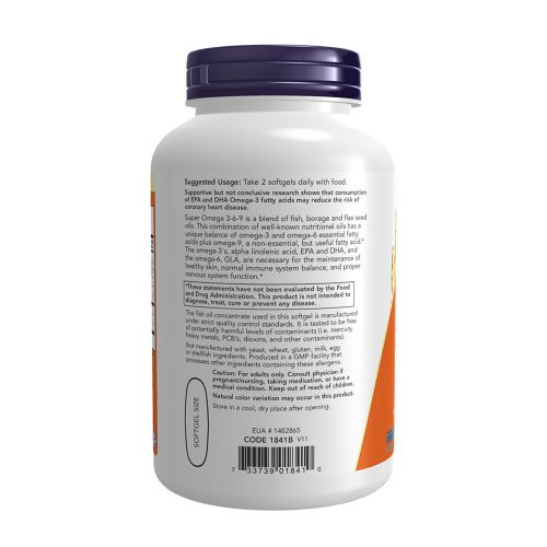 Now Foods Super Omega 3-6-9 1200 mg (180 Lágykapszula)