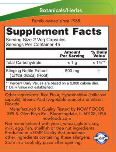 Now Foods Csalán Gyökér kivonat 250 mg - Stinging Nettle Root Extract 250 mg (90 Veg Kapszula)