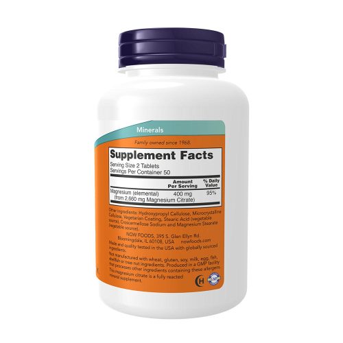 Now Foods Magnézium-citrát 200 mg (100 Tabletta)
