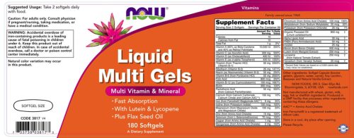 Now Foods Gyors Felszívódású Multivitamin (180 Lágykapszula)