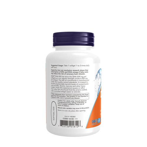 Now Foods DHA-500, Double Strength - Extra Erős Omega-3 Zsírsavak (90 Lágykapszula)
