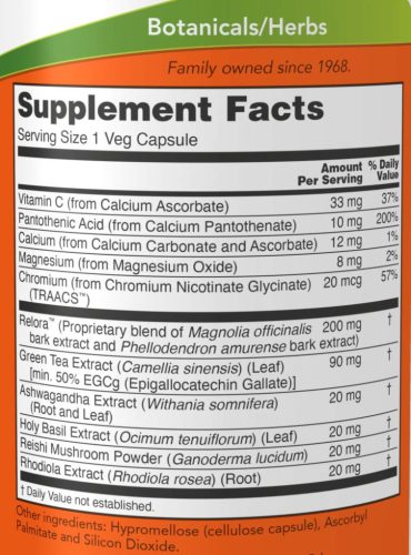 Now Foods Adrenal Stress Support with Relora - Mellékvesét Támogató (90 Veg Kapszula)