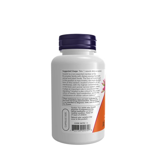 Now Foods Inozitol (Inositol) 500 mg kapszula - Egészséges Sejtműködés (100 Veg Kapszula)