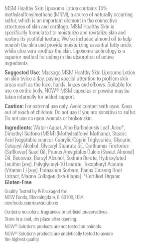 Now Foods Liposzómás MSM Bőrápoló Krém - MSM Healthy Skin Liposome Lotion (237 ml)