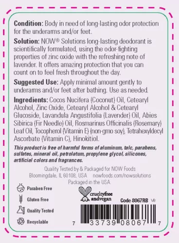 Now Foods Levendula Illatú Elnyújtott Hatású Dezodor (62 g)