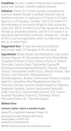 Now Foods Testápoló Krém D3-vitaminnal  (118 ml)