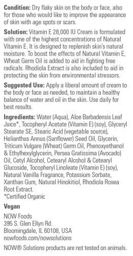 Now Foods E-vitamin Krém (118 ml)