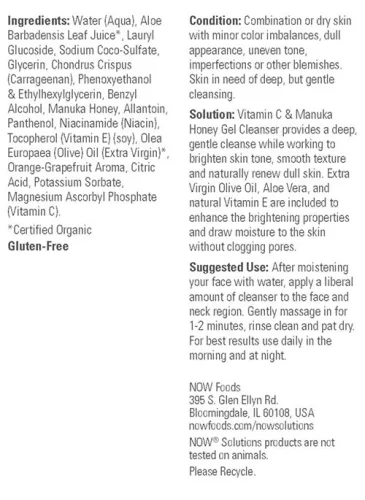 Now Foods Arctisztító C-vitaminnal és Manuka Mézzel (236 ml)