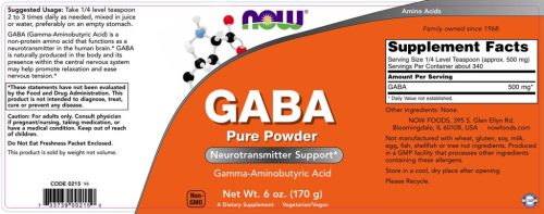Now Foods GABA Powder - Gamma-amino-vajsav por (170 g)