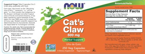 Now Foods Cat's Claw - Macskakarom 500 mg (250 Veg Kapszula)
