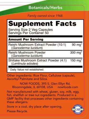 Now Foods Reishi Gomba 270 mg (100 Veg Kapszula)