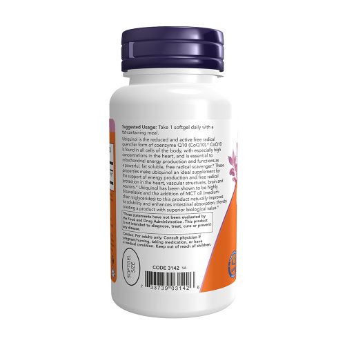 Now Foods Ubiquinol 100 mg - Szabadgyök Semlegesítő (60 Lágykapszula)