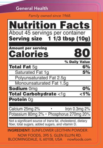 Now Foods Napraforgó Lecitin por - Sunflower Lecithin Powder (454 g)