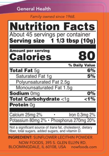 Now Foods Napraforgó Lecitin por - Sunflower Lecithin Powder (454 g)