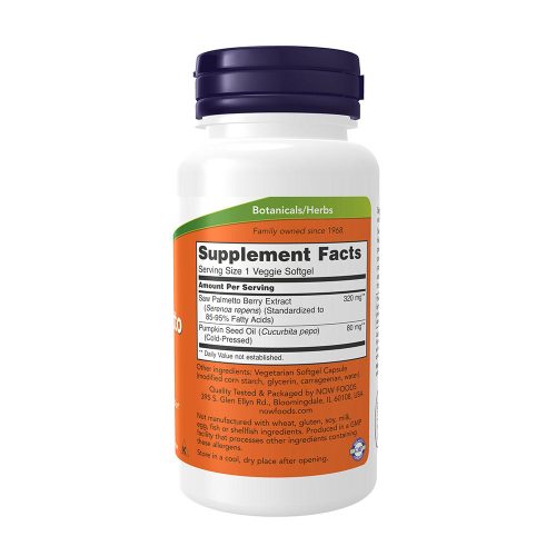 Now Foods Fűrészpálma Kivonat 320 mg kapszula - Saw Palmetto  (90 Lágykapszula)