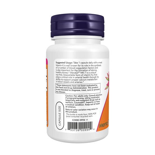 Now Foods K2-vitamin (MK-7) 300 mcg kapszula - MK-7 Vitamin K-2, Extra Strength 300 mcg (60 Veg Kapszula)