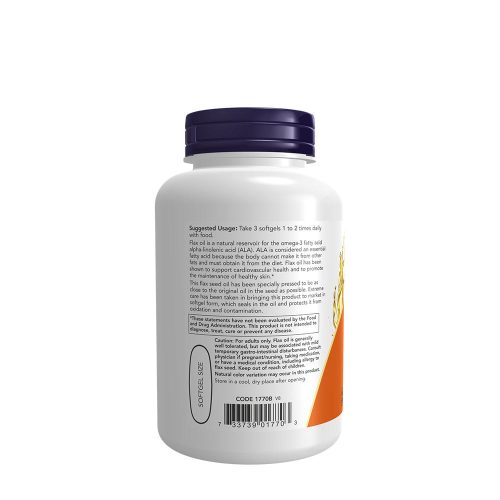 Now Foods Lenolaj 1000 mg kapszula - Flax Oil 1000 mg (100 Lágykapszula)