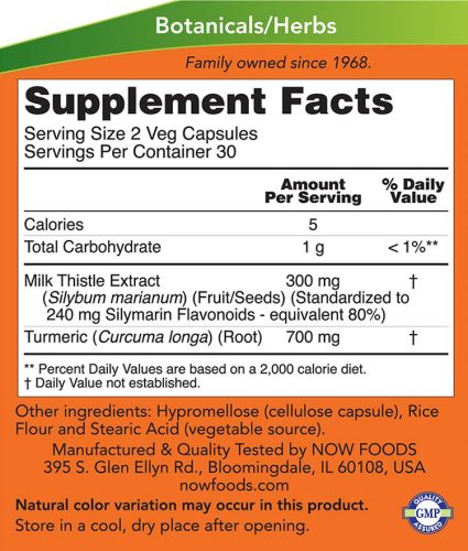 Now Foods Máriatövis Kivonat 150 mg Szilimarin (120 mg) (60 Veg Kapszula)