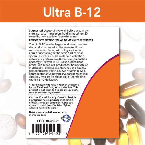 Now Foods Ultra B-12 Liquid - Folyékony B-12 vitamin (118 ml)