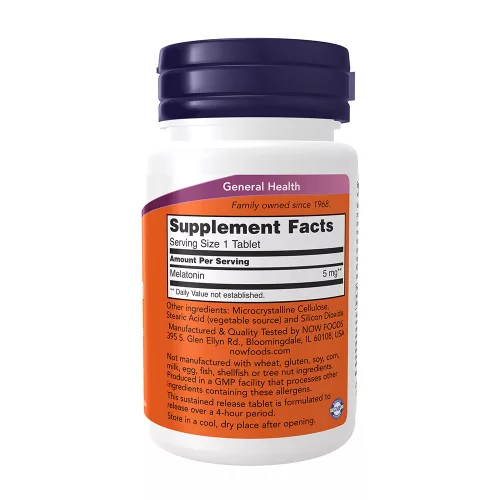 Now Foods Melatonin 5 mg Sustained Release - Nyújtott felszívódás (120 Tabletta)