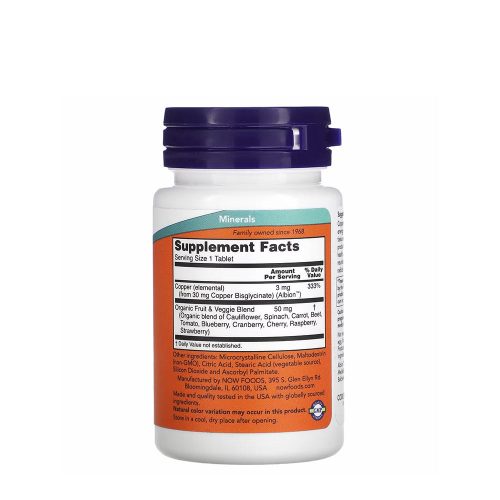 Now Foods Copper Glycinate 3 mg (120 Tabletta)