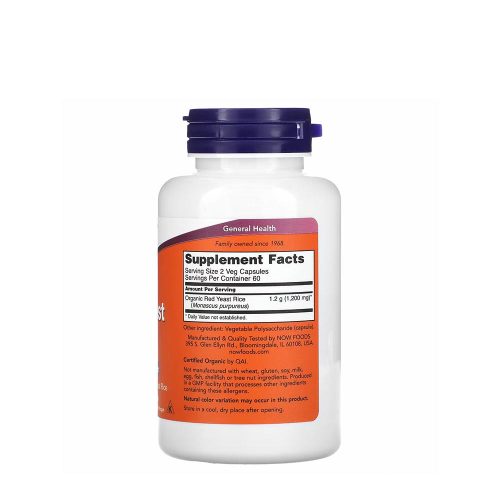 Now Foods Vörös Rizs Élesztő 600 mg kapszula - Red Yeast Rice 600 mg (120 Veg Kapszula)