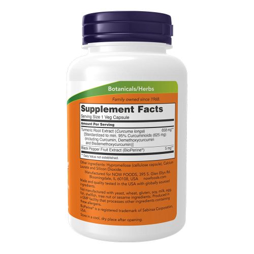 Now Foods Turmeric Curcumin + BioPerine (90 Veg Kapszula)