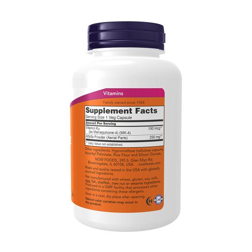Now Foods K2-vitamin 100 mcg (250 Veg Kapszula)
