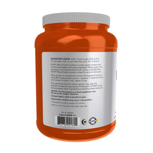 Now Foods Whey Protein Isolate -Tejsavófehérje izolátum (816 g, Krémes Vanília)