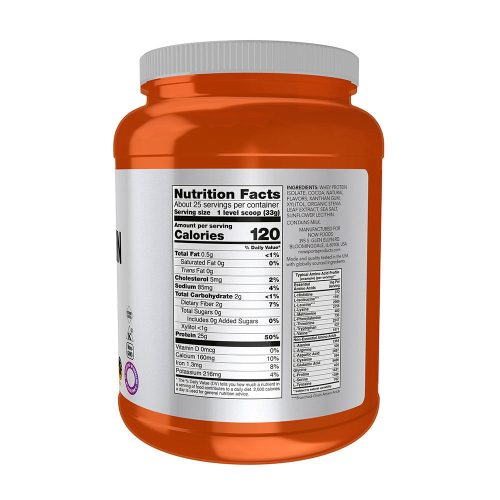 Now Foods Whey Protein Isolate -Tejsavófehérje izolátum (816 g, Csokoládé)