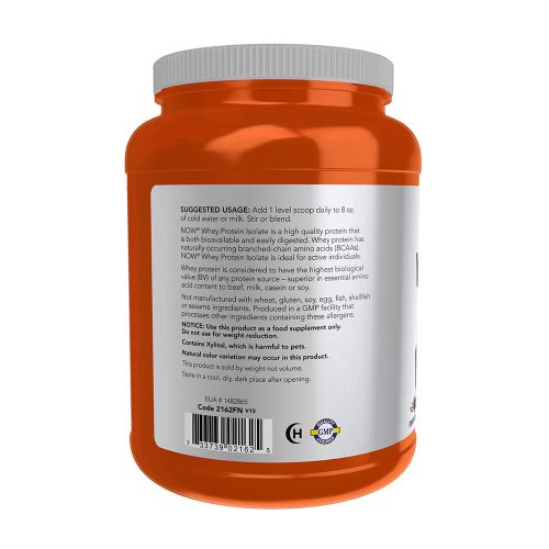 Now Foods Whey Protein Isolate -Tejsavófehérje izolátum (816 g, Csokoládé)