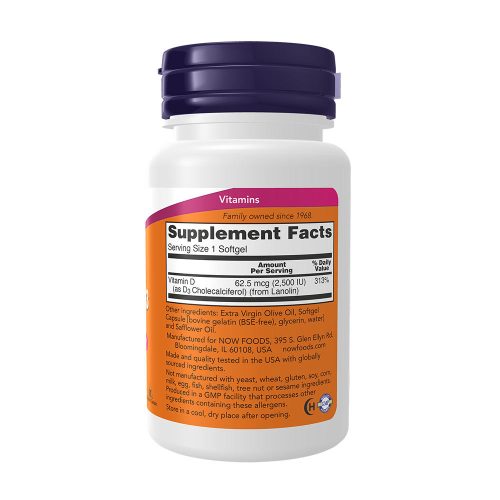 Now Foods D3 Vitamin 2500 NE (180 Lágykapszula)