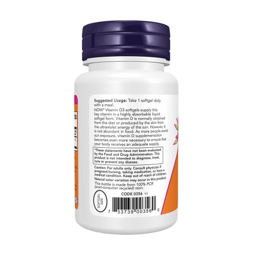 Now Foods D3 Vitamin 2500 NE (180 Lágykapszula)