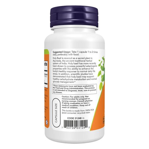 Now Foods Szent Bazsalikom Kivonat 500 mg - Holy Basil Extract 500 mg (90 Veg Kapszula)