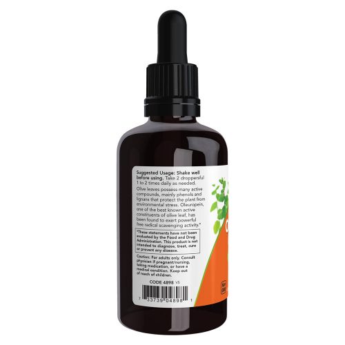 Now Foods Olajfalevél Glicerites Kivonat 18% - Olive Leaf Glycerite 18% Liquid (59 ml (2 fl.oz.))