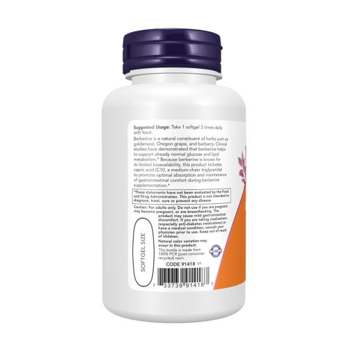 Now Foods Glükóz Anyagcserét Támogató lágykapszula - Berberine Glucose Support Softgels  (60 Lágykapszula)